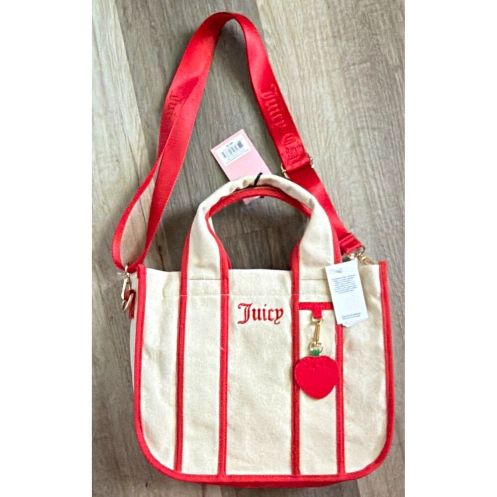 Juicy Couture Ivory/Red Satchel Top Handle Bag New with Tag